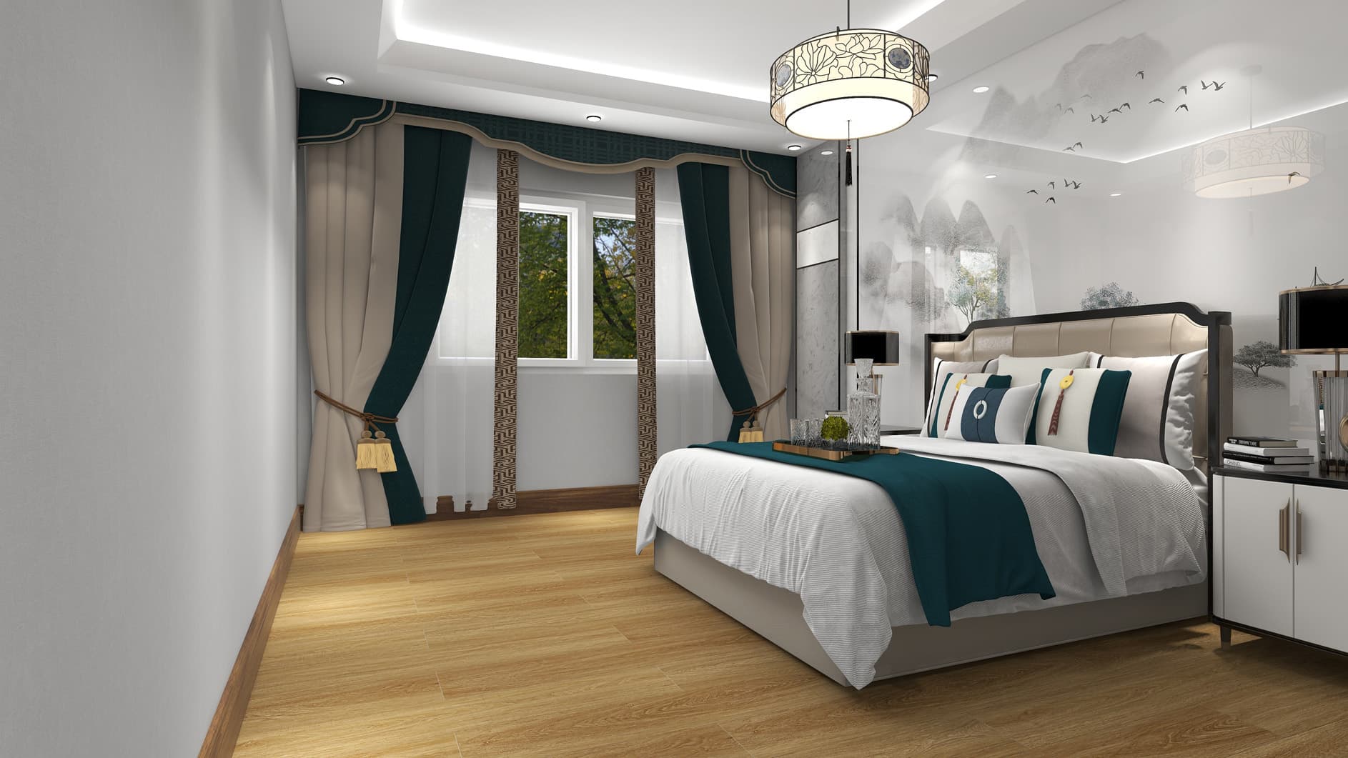 英倫棕櫟紋 完工照